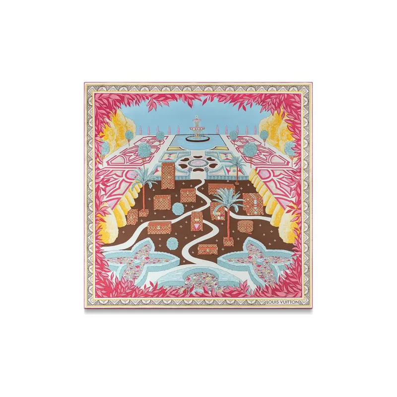 LOUIS VUITTON Garden Silk Scarf Women's Pink-0