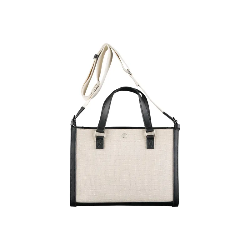 A.P.C Cotton With Leather Tote Bag, Shopping Bag, Shoulder Bag, Crossbody Bag, Handbag Unisex Beige-2
