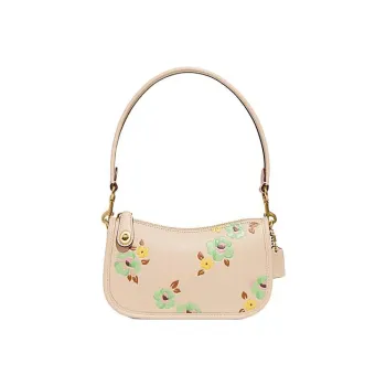 COACH Swinger Cow Leather One Shoulder Handbag Small Size Women's Beige Yellow
