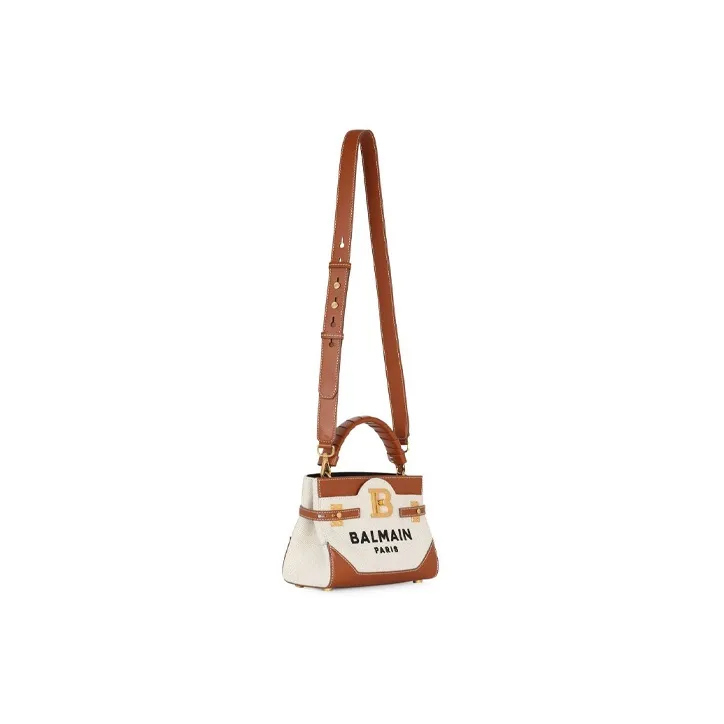BALMAIN Calfskin Shoulder Bag Crossbody Bag Handbag Women's Brown-2