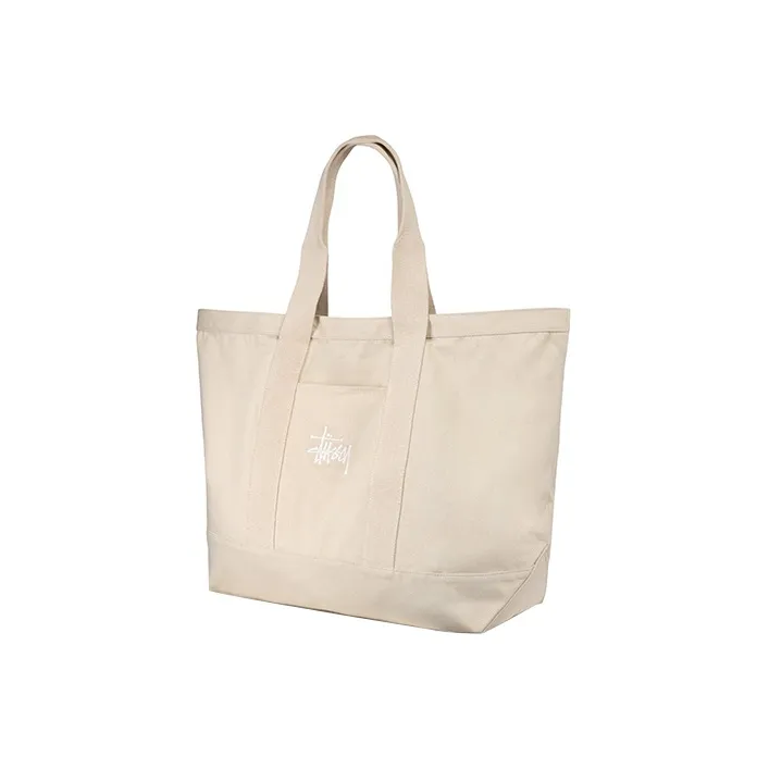 Stussy Cotton Canvas Tote Bag, Shopping Bag, Canvas Bag, Handbag Extra Large Unisex Ecru-1