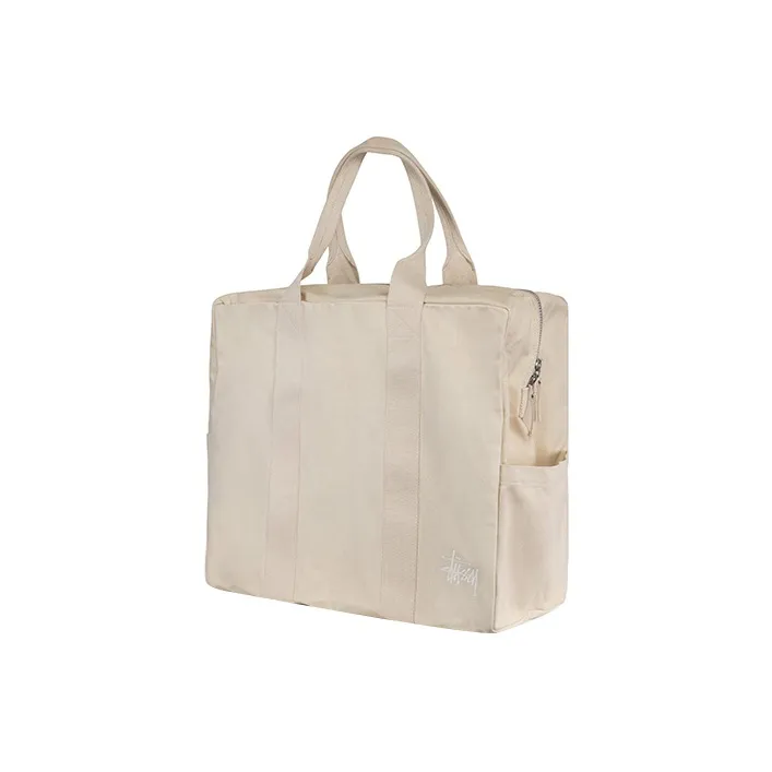 Stussy Cotton Canvas Bag, Flight Bag, Handbag Regular Unisex Ecru-2