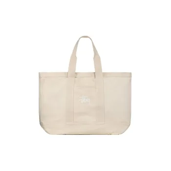 Stussy Cotton Canvas Tote Bag, Shopping Bag, Canvas Bag, Handbag Extra Large Unisex Ecru