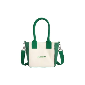BAGSMART Canvas Women's Bag Canvas Bag Crossbody Bag Small Size Women's Green/Ecru
