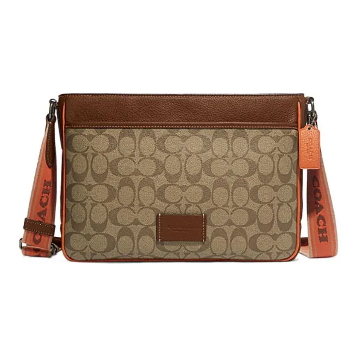 COACH With Cow Leather And PVC Shoulder Bag, Crossbody Bag Tubas Men's Tan-0