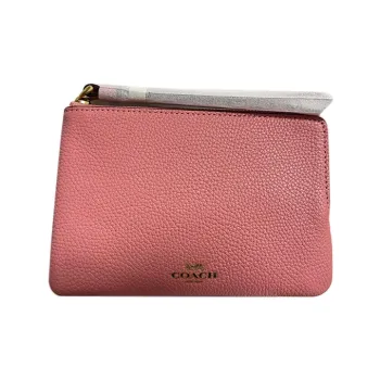 COACH Wristlet Polished Pebbled Leather Coin Purse Women's Pink
