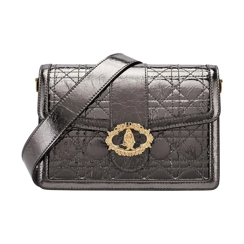 Hush Puppies Top Grain Cow Leather Small Square Bag, Crossbody Bag, Shoulder Bag Medium Size Women's Gunmetal-0