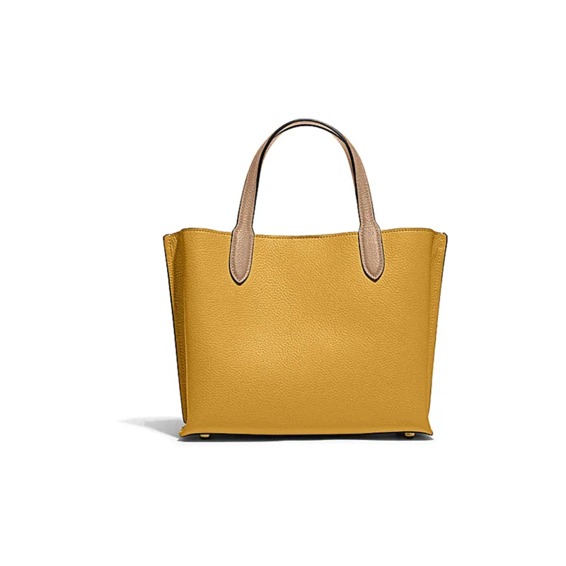 COACH Willow Split Cow Leather Tote Bag Shopping Bag Shoulder Bag Handbag Medium Size Women's Yellow-3