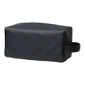 Burberry London Polyester Travel Bag Clutch Toiletry Bag Storage Bag Men's Blue Black