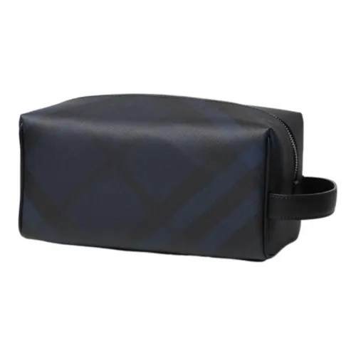 Burberry London Polyester Travel Bag Clutch Toiletry Bag Storage Bag Men's Blue Black