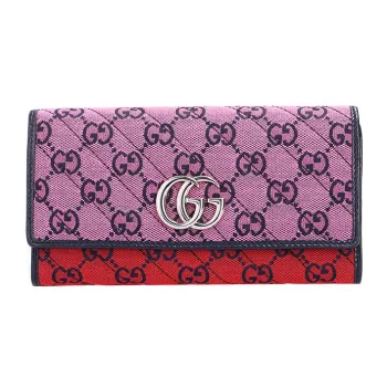 GUCCI GG Marmont Fabric With Leather Wallet Women's Pink/Red