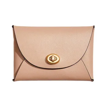 COACH Pouch Pebbled Leather Storage Bag Clutch Coin Purse Medium Size Women's Nude