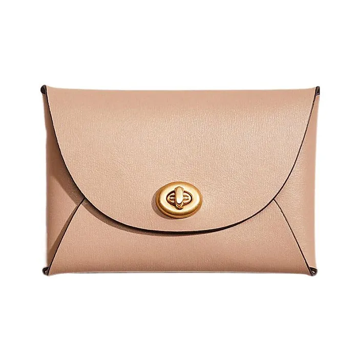 COACH Pouch Pebbled Leather Storage Bag Clutch Coin Purse Medium Size Women's Nude-0