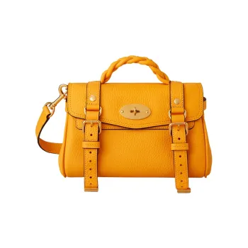 Mulberry Alexa Cow Leather Shoulder Bag, Crossbody Bag, Handbag Mini Women's Yellow
