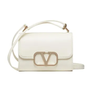 Valentino Vlogo Cow Leather Shoulder Bag, Crossbody Bag Small Size Women's White