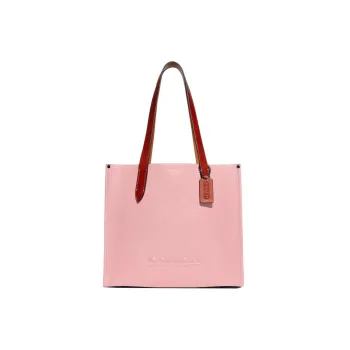 COACH Pebbled Leather With Canvas Tote Bag, Shopping Bag, Shoulder Bag, Handbag Tubas Women's Pink