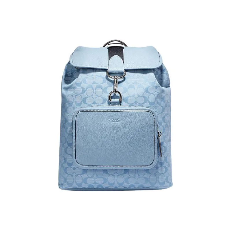 COACH Sullivan Fabric Cow Leather Patchwork Backpack Large Size Women's Denim-0