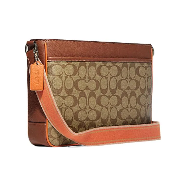 COACH With Cow Leather And PVC Shoulder Bag, Crossbody Bag Tubas Men's Tan-1