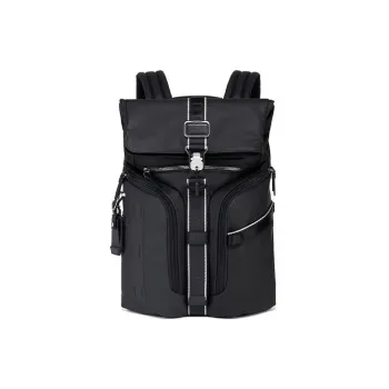 TUMI Coated Canvas With Leather Backpack Unisex Black