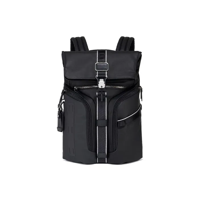 TUMI Coated Canvas With Leather Backpack Unisex Black-0