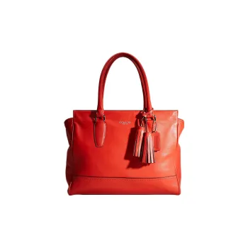 COACH Legacy Leather Handbag Medium Size Women's Orange