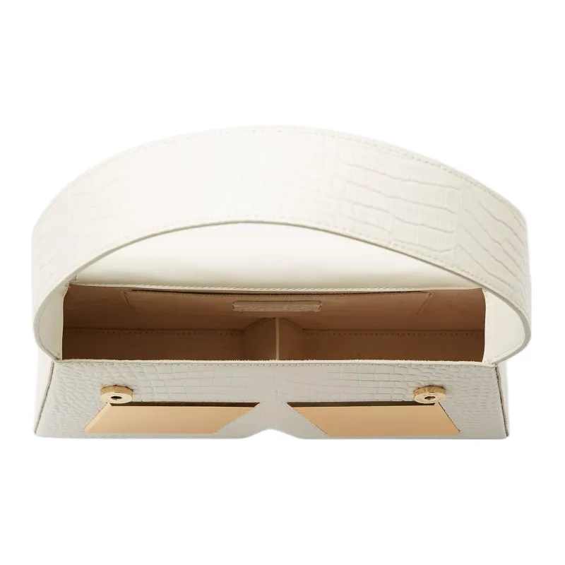 KARL LAGERFELD Cow Leather Handbag Shoulder Bag Women's White/Gold-2
