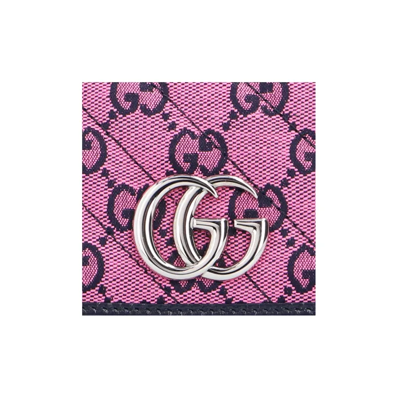 GUCCI GG Marmont Fabric With Leather Wallet Women's Pink/Red-3