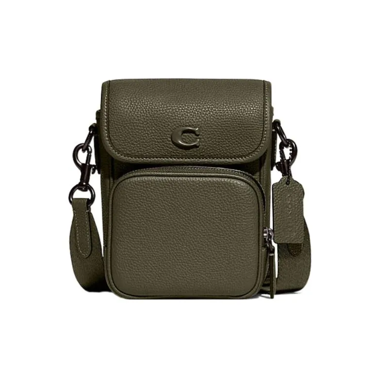 COACH Cow Leather Shoulder Bag, Crossbody Bag Mini Women's Olive Green-0