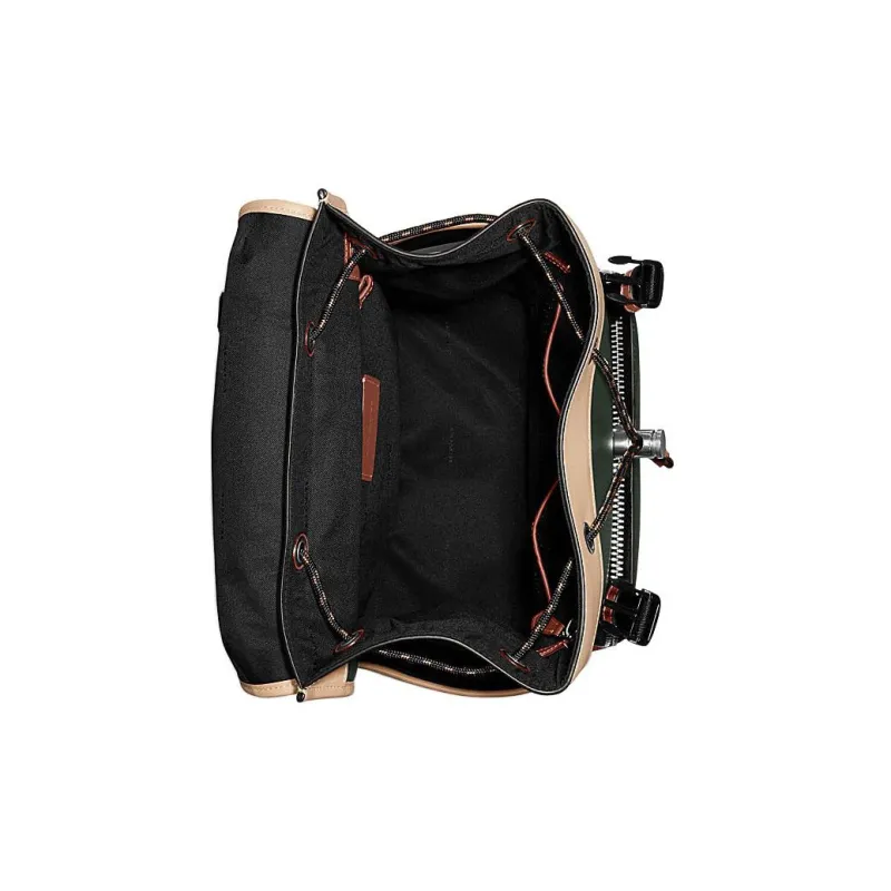 COACH League Cow Leather With Fabric Backpack Tubas Women's Green & Beige-3