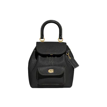COACH Cow Leather Backpack Medium Size Women's Black