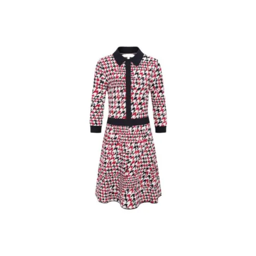 Tommy Hilfiger Long-Sleeved Dresses Women's Black/Red Multicolor