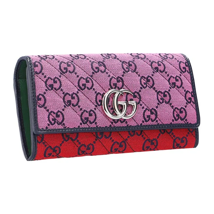 GUCCI GG Marmont Fabric With Leather Wallet Women's Pink/Red-1