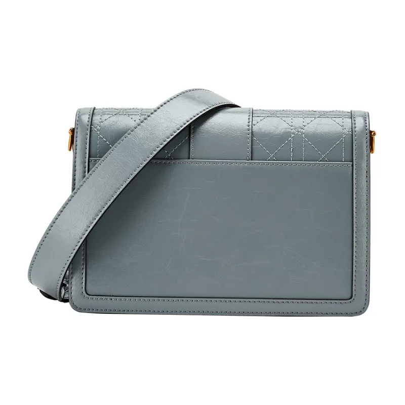 Hush Puppies Top Grain Cow Leather Small Square Bag, Crossbody Bag, Shoulder Bag Medium Size Women's Gunmetal-9