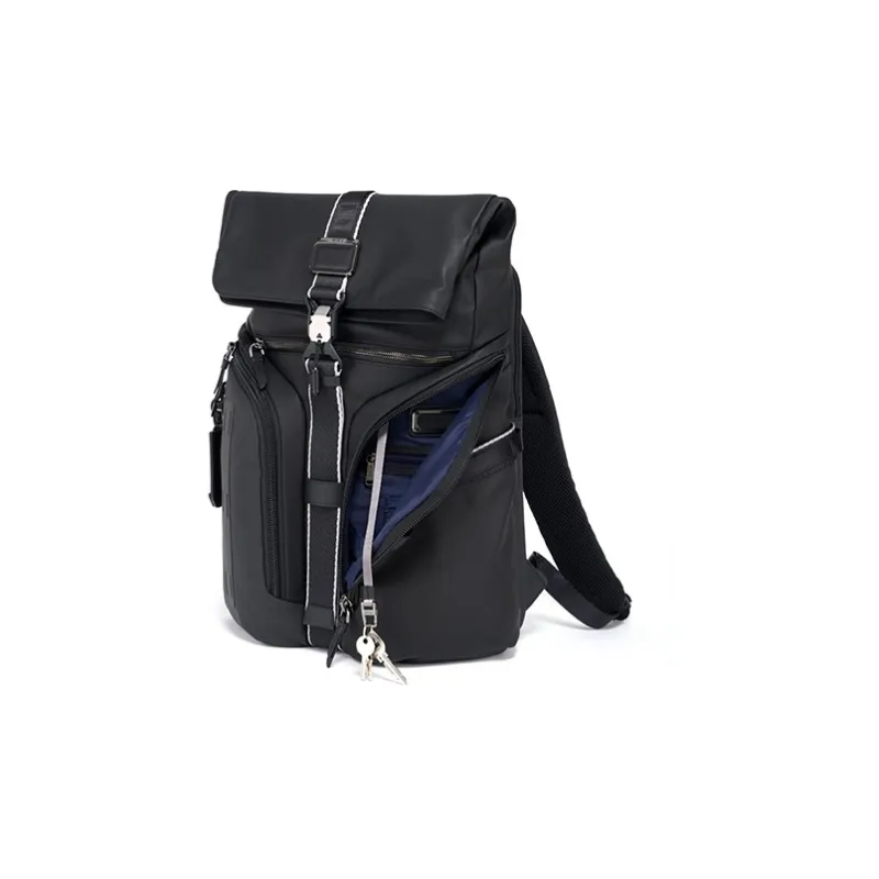 TUMI Coated Canvas With Leather Backpack Unisex Black-1
