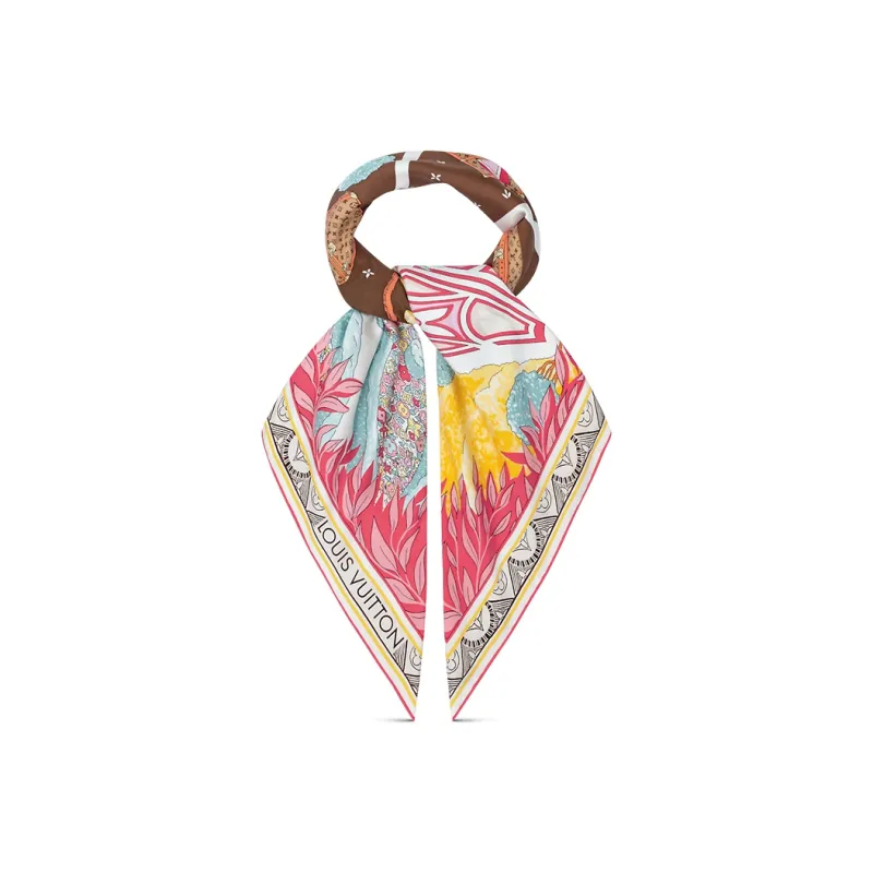 LOUIS VUITTON Garden Silk Scarf Women's Pink-1