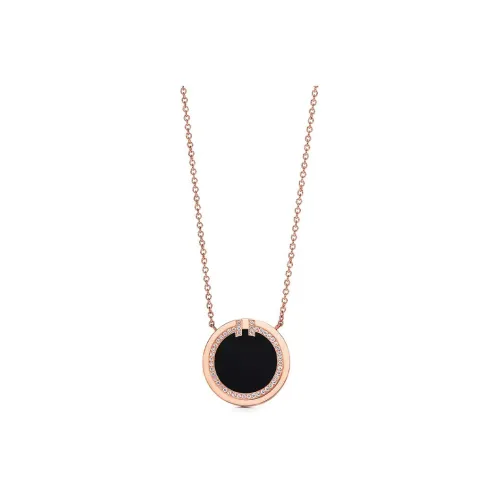 TIFFANY & CO. T Necklaces Women's Rose Gold/Black