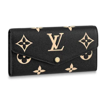 LOUIS VUITTON Sarah Cow Leather Wallet Regular Women's Black/Ecru