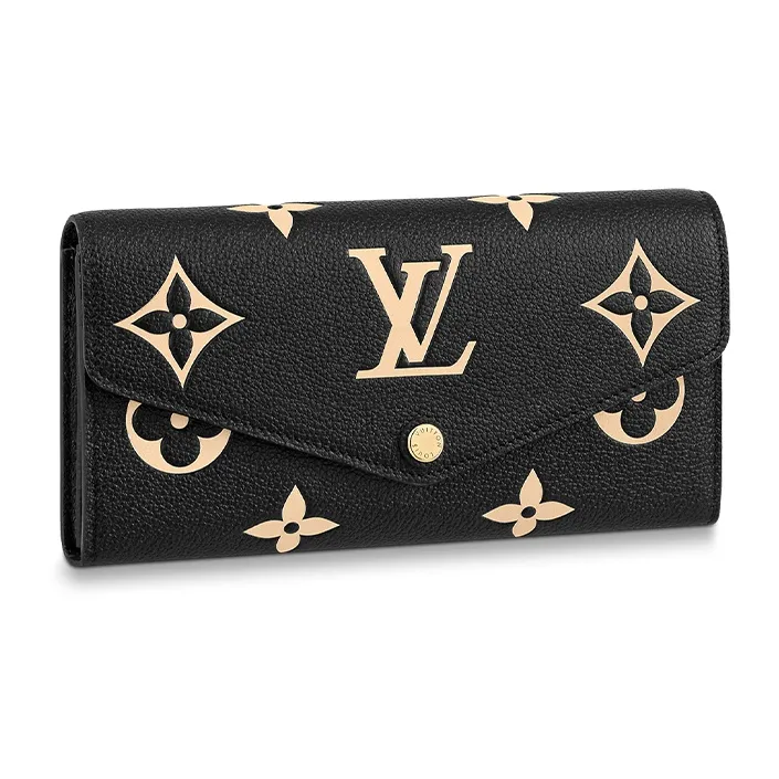 LOUIS VUITTON Sarah Cow Leather Wallet Regular Women's Black/Ecru-0