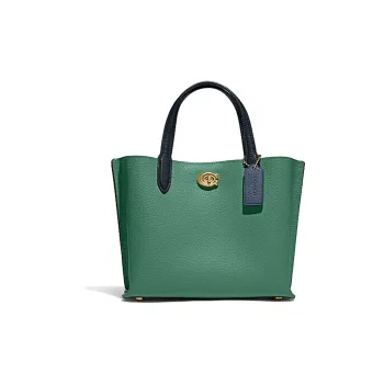 COACH Willow Split Cow Leather Tote Bag Shopping Bag Shoulder Bag Crossbody Bag Handbag Medium Size Women's Green