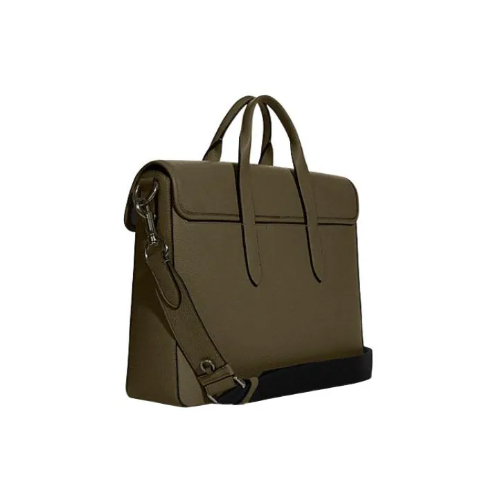 COACH Sullivan Cow Leather Briefcase, Handbag, Shoulder Bag, Crossbody Bag Men's Army Green-1