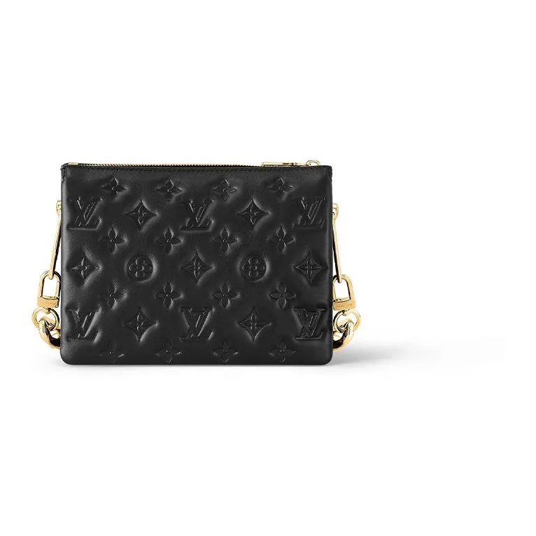 LOUIS VUITTON Coussin Embossed Fluffy Lambskin With Calfskin Trim Shoulder Bag, Crossbody Bag Trumpets Women's Black-2