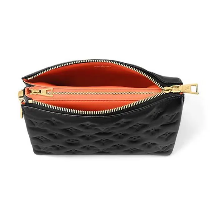LOUIS VUITTON Coussin Embossed Fluffy Lambskin With Calfskin Trim Shoulder Bag, Crossbody Bag Trumpets Women's Black-3