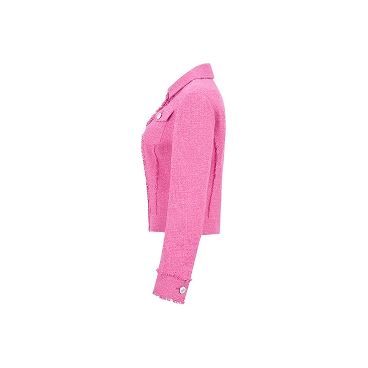 RARE Cropped Coats Women's Rose Red-2