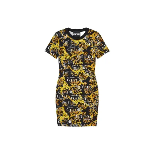 VERSACE JEANS COUTURE Short-Sleeved Dresses Women's Black/Gold