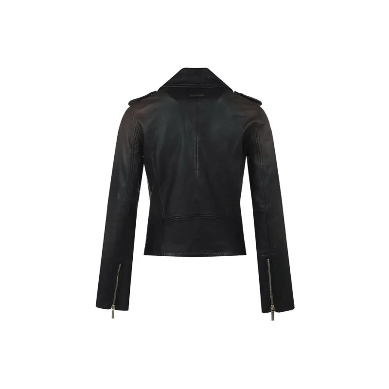ARMANI EXCHANGE Leather Jackets Women's Washed Black-1