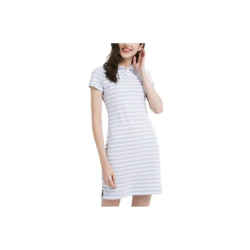 Tommy Hilfiger Short-Sleeved Dresses Women's Light Blue Stripes