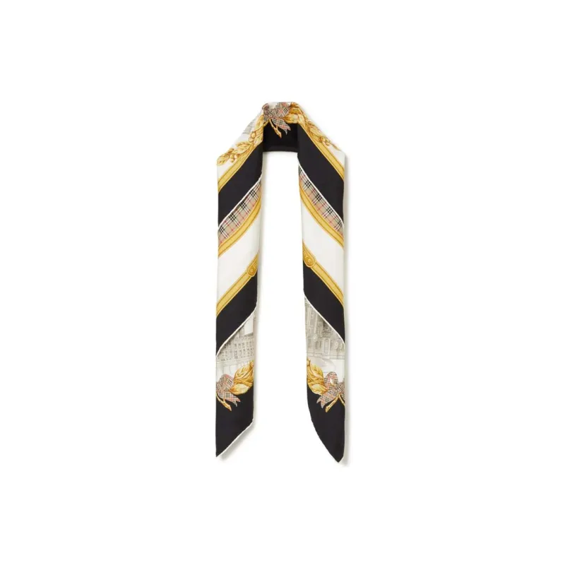Burberry Silk Scarves Women's Beige/Yellow/Black-1