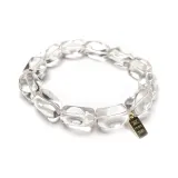 Freeform White Crystal Beaded Bracelet, Men's
