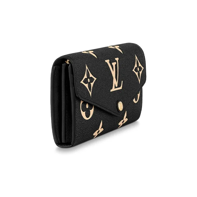 LOUIS VUITTON Sarah Cow Leather Wallet Regular Women's Black/Ecru-1