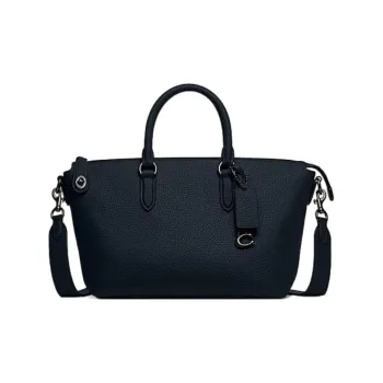 COACH Cara Pebbled Cow Leather Briefcase Handbag Shoulder Bag Crossbody Bag Women's Midnight Navy